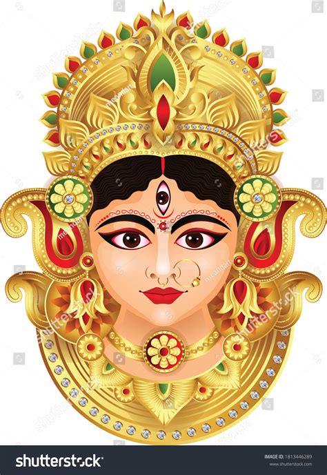 Beautiful Face Goddess Durga Happy Dussehra Stock Vector (Royalty Free ...