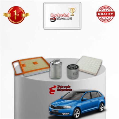 KIT TAGLIANDO 4 FILTRI SKODA RAPID 1 4 TDI 66KW 90CV DAL 2015