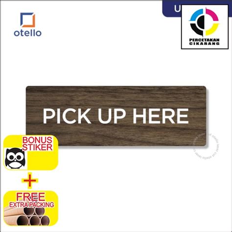 Jual Murah Pick Up Here Sign Board Kayu Print Signage Rustic Papan