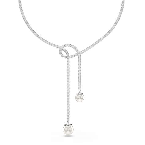 Swarovski Matrix Silver Crystal and Pearl Necklace | 0146829 | Beaverbrooks