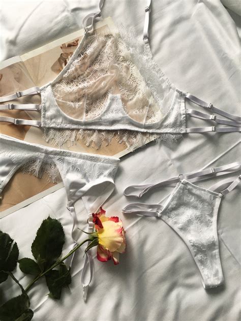 Lace Lingerie Set White Lace Lingerie Floral Lingerie Set Floral Underwear Lace Lingerie See