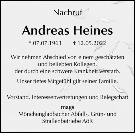 Traueranzeigen Von Andreas Heines Trauer Und Gedenken