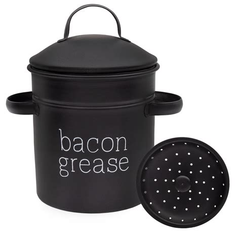 Auldhome Farmhouse Black Bacon Grease Keeper Strainer Included