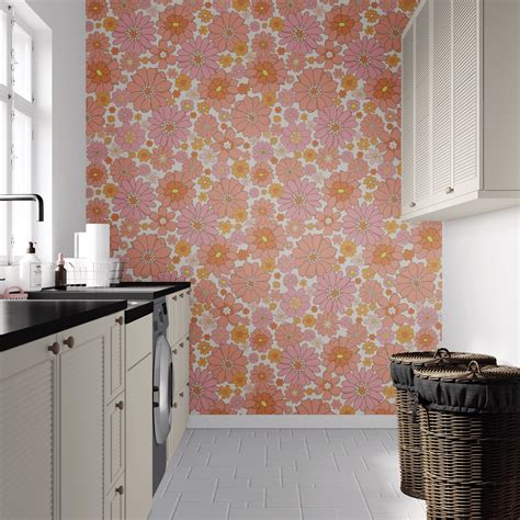 Retro Floral Peel and Stick Wallpaper