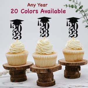 Class Of Cupcake Toppers Colors Available Graduation Cupcake