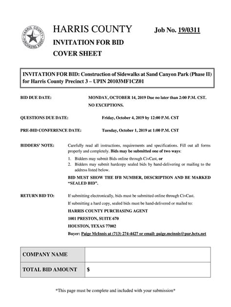 Fillable Online INVITATION FOR BID Construction Of Sidewalks At Sand