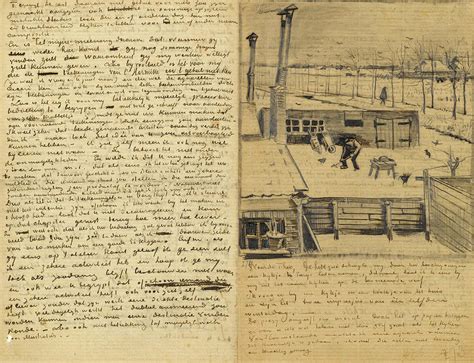 Letter from Vincent van Gogh to Theo van Gogh with sketch of Snowy Yard ...