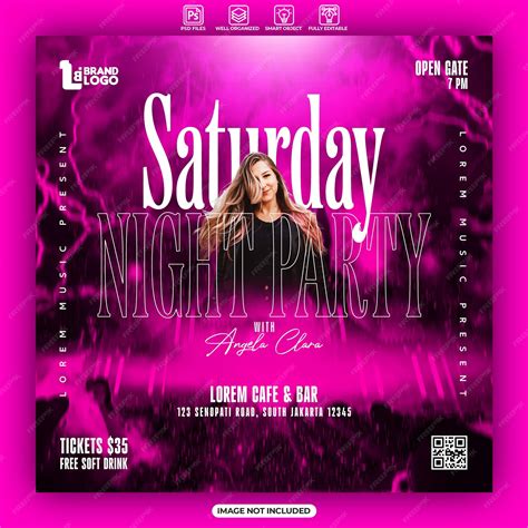 premium psd saturday night party social media feed template