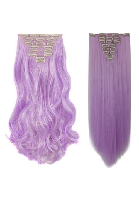 Purple Hair Extensions Light Purple Wavycurly 24