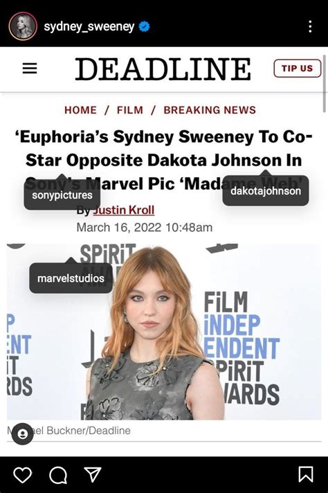 Marvel News On Twitter Pelo Instagram Sydney Sweeney Confirmou Que