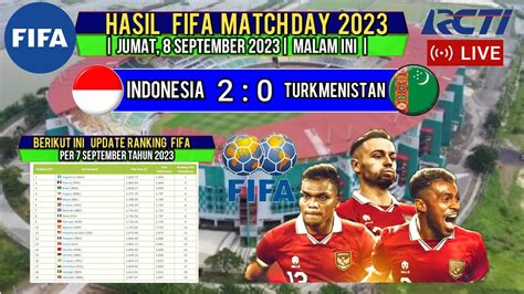 Hasil FIFA Matchday Hari Ini Indonesia Vs Turkmenistan LIVE SCORE