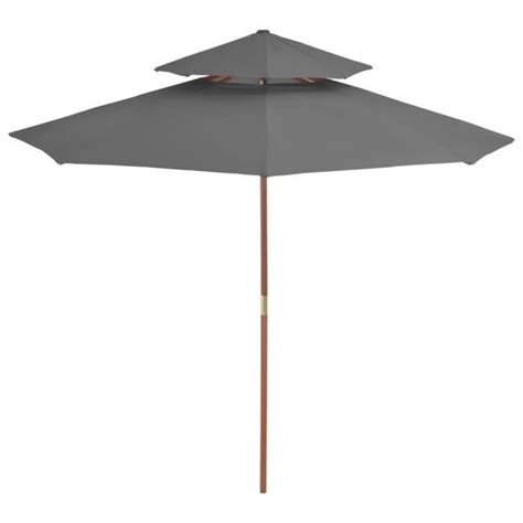 Zerodis Parasol Double Avec M T En Bois Cm Anthracite