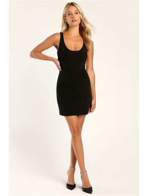 Buy Lulus Flirtatious Sensation Black Corset Bodycon Mini Dress Online