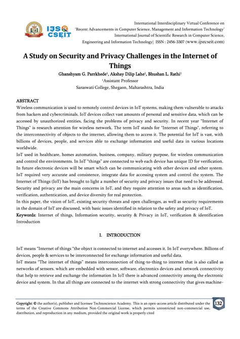 PDF A Study On Security And Privacy Challenges In The Internet Of Things