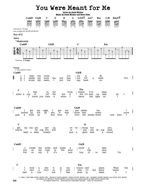 You Were Meant For Me by Jewel - Guitar Lead Sheet - Guitar Instructor