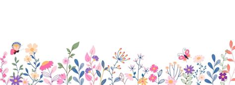 Premium Vector | Hand drawn flowers on a white background floral banner decorated with ...