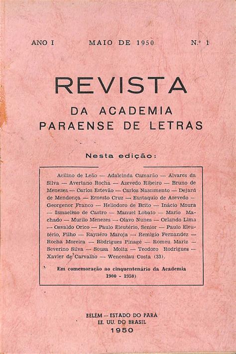 Revista Da Academia Paraense De Letras Obras Raras Acervo Digital