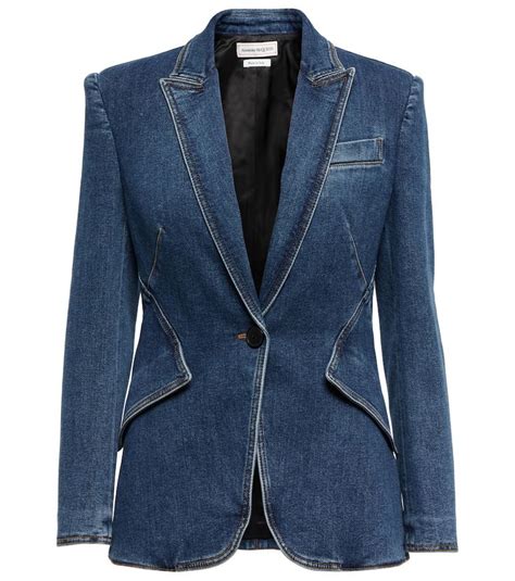 Denim Blazer Blazer With Jeans Stylish Blazer Alexander Mcqueen Clothing