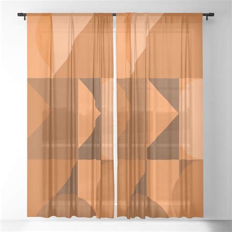 Terracotta And Burnt Orange Sheer Curtains Desert Vibes Geometric