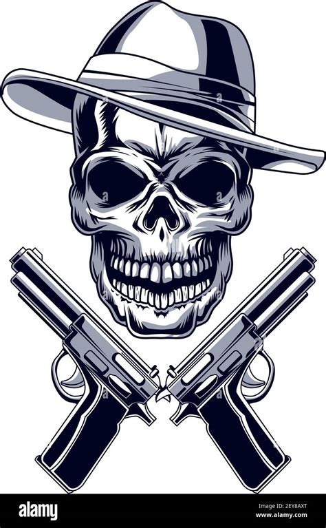 Gangster Skull With Guns