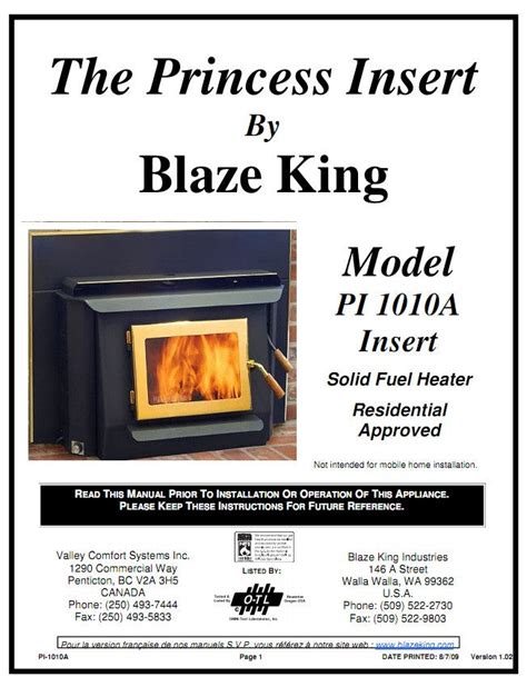 Blaze King Princess User Manual - Wood_BKPrincessInsertMan ...