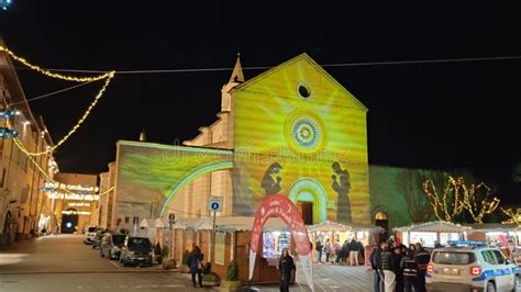 Assisi Italy December Night View Of Traditional Christmas