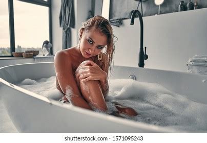Sexy Naked Woman Lying White Bath Stock Photo Shutterstock