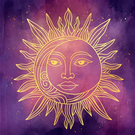 Premium Vector | Watercolor sun and moon drawing illustration