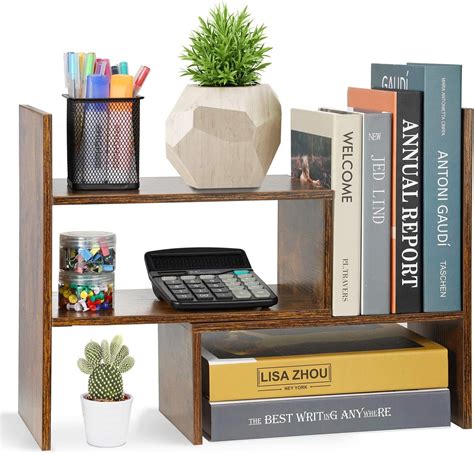 Amazon Navaris Desk Organizer Shelf Unit Acacia Wood Desktop