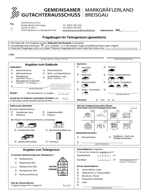 Ausf Llbar Online Fragebogen Fr Teileigentum Gewerblich Fax Email