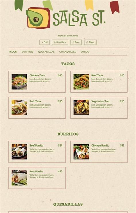 Free Mexican Food Truck Menu Template | Menuzen