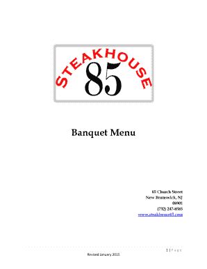 Fillable Online Banquet Menu Steakhouse Fax Email Print Pdffiller