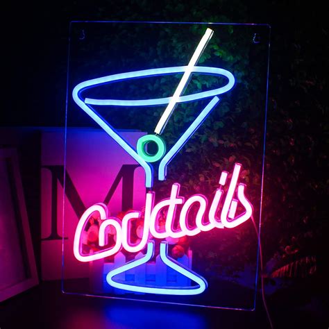 Looklight Cocktails Neon Sign Bar Neon Sign Cocktail Glass Neon Light