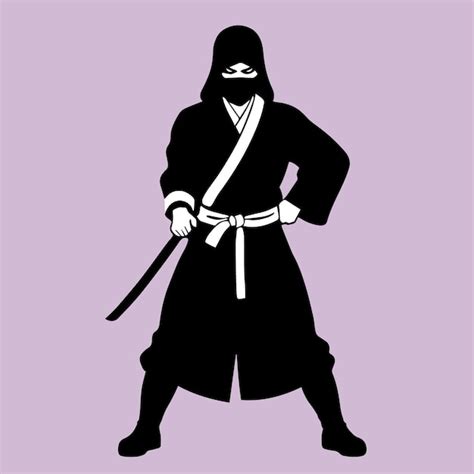 Premium Vector Ninja Silhouette On A Purple Background Vector