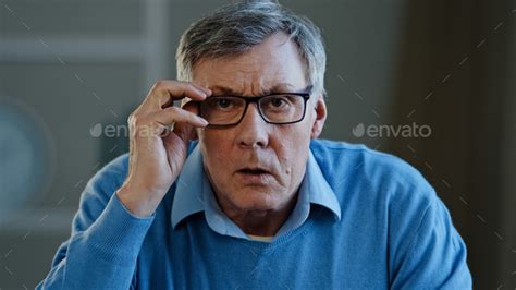 Close Up Portrait Shocked Old Caucasian Businessman Stressed Upset Man