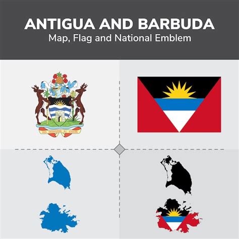 Premium Vector Antigua And Barbuda Map Flag And National Emblem