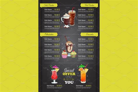 Vertical Color Cocktail Menu Illustrator Graphics ~ Creative Market