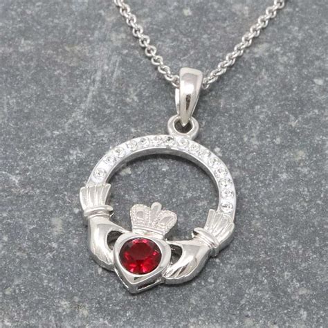 January Birthstone Claddagh Pendant Claddagh Birthstone Jewelry