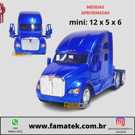 Miniatura De Ferro Cavalo Kensworth T Azul Escala