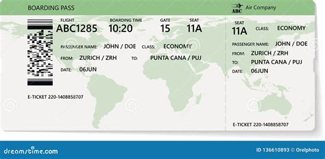 Projeto Real Stico Da Passagem Do Bilhete De Avi O Ou De Embarque