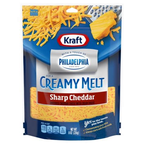 Kraft Sharp Cheddar Shredded Cheese With A Touch Of Philadelphia For A