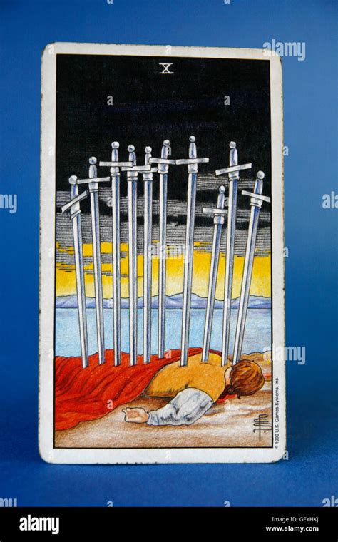 Tarot Cards Ten Of Swords Stock Photo Alamy