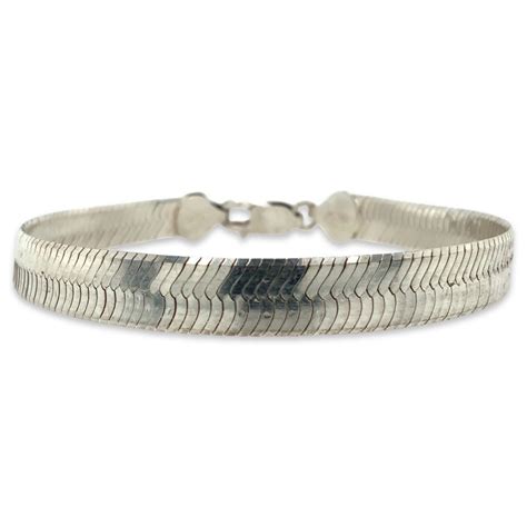 Italian Silver Herringbone Bracelet Solid Sterling 925 Etsy