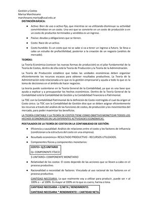 Primer Parcial Teorico Gestión Y Costos PARCIAL TEORICO COSTOS Y