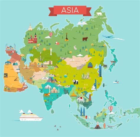 Mapa Da ásia Mapa Nomes De Países Ilustração do Vetor Ilustração