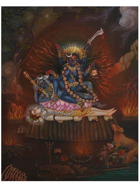 Goddess Dakshina Kalika Acrylic On Canvas Painting By Giri Ratna