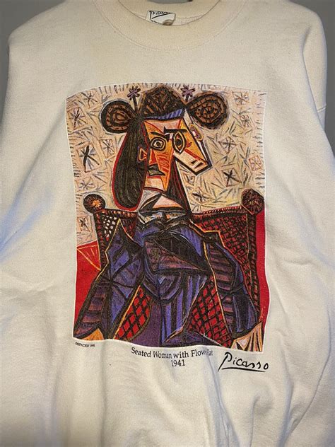 Vintage 90 S Rare Pablo Picasso Seated Woman With Flo Gem