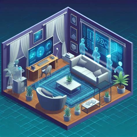 Virtual Reality Room Furnish Design Isometric Composition With Visual