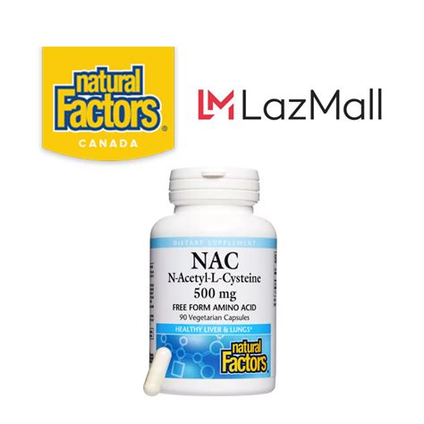 Natural Factors NAC N Acetyl L Cysteine 500 Mg 90 Vegetarian Capsules