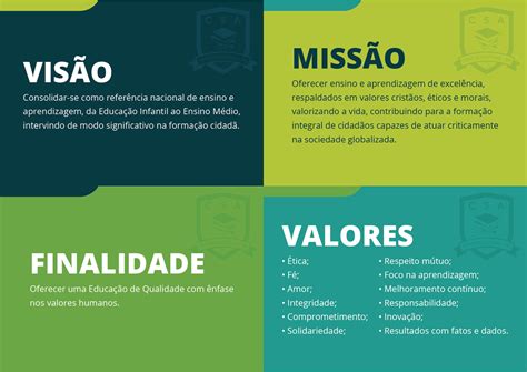 Visão Missão Finalidade e Valores Colégio Santo Antônio